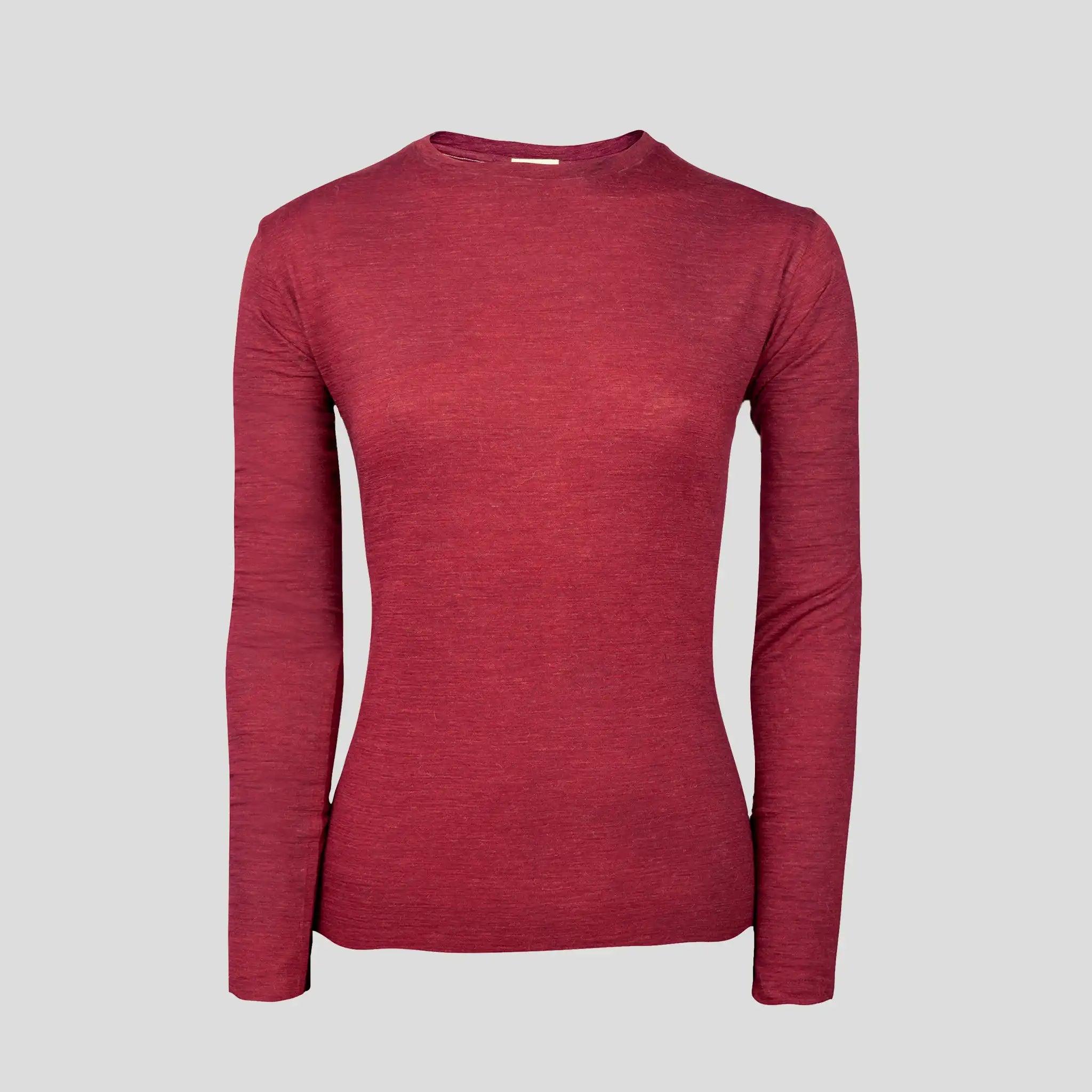 Ultralight Women's Alpaca Wool Long Sleeve T-Shirt - 160 GSM Soft & Warm Base Layer for Winter Hiking, Yoga & Casual Wear