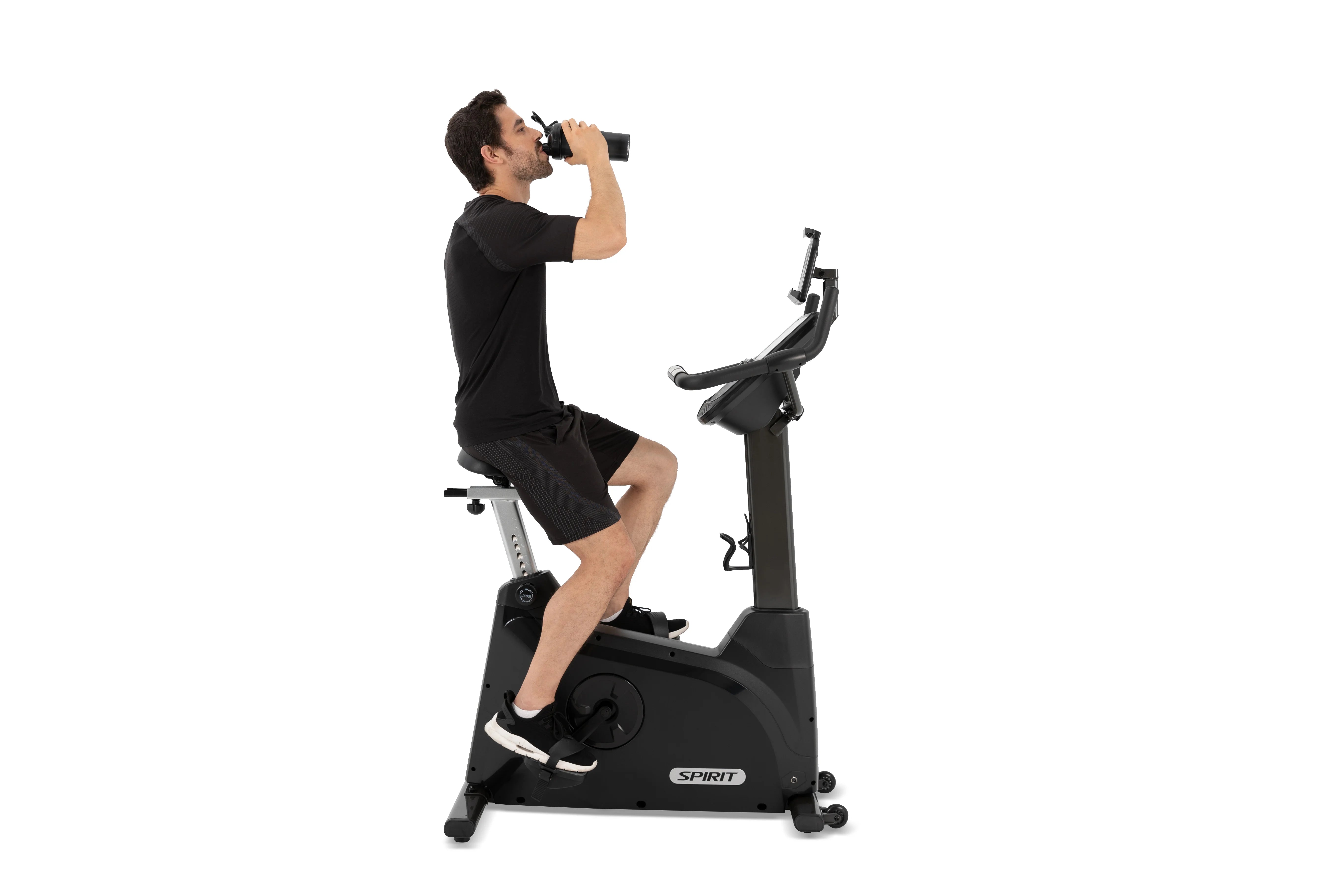 Spirit XBU55ENT Upright Exercise Bike with Entertainment Features - Home Gym Equipment for Cardio Workouts & Indoor Cycling Training - Perfect for Small Spaces & Apartment Fitness