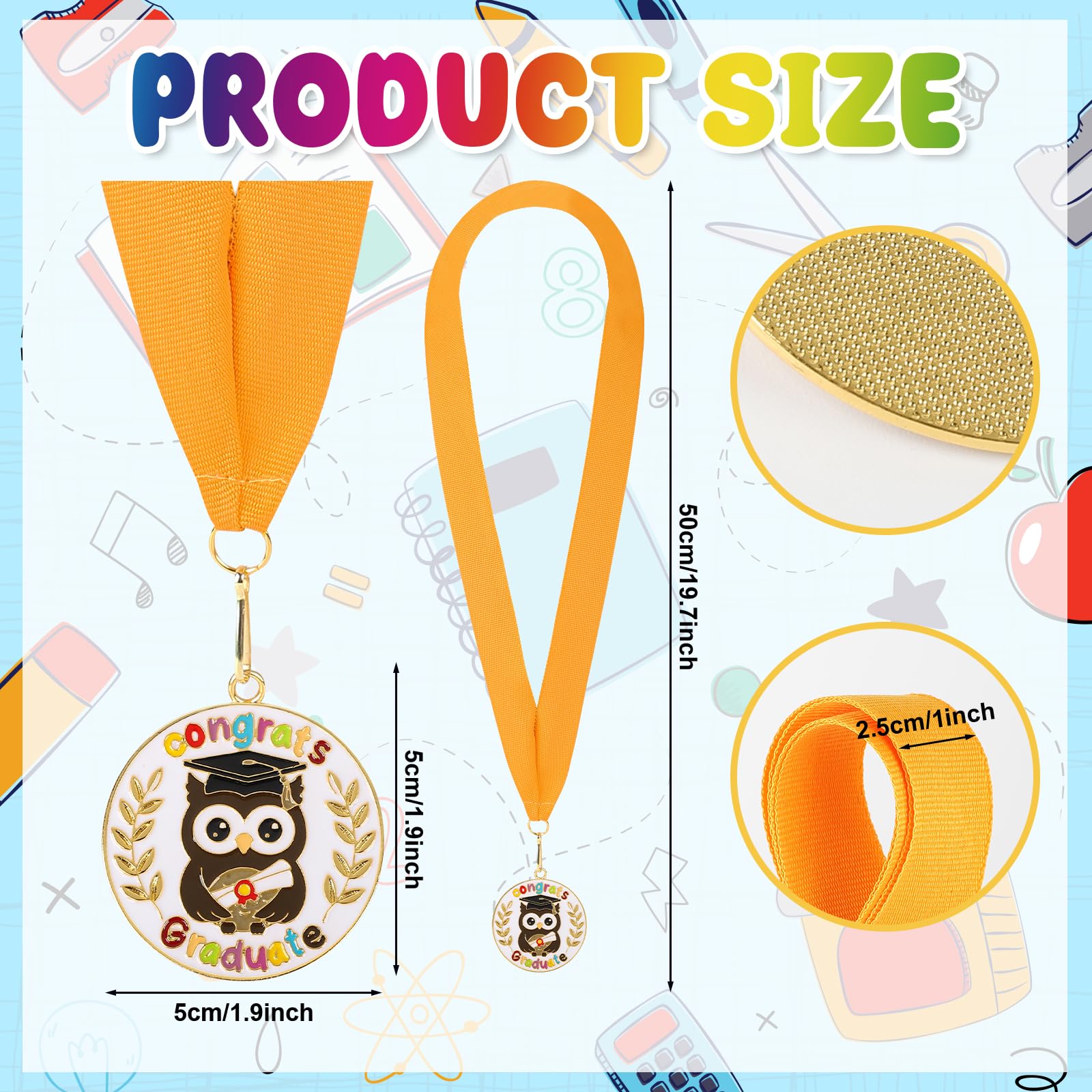 Kindergarten Graduation Medal for Kids - Preschool & Pre-K Award Medals with Neck Ribbon - 2 Inch Metal Graduation Party Favors - Perfect for School Ceremonies, Student Achievements & End-of-Year Celebrations