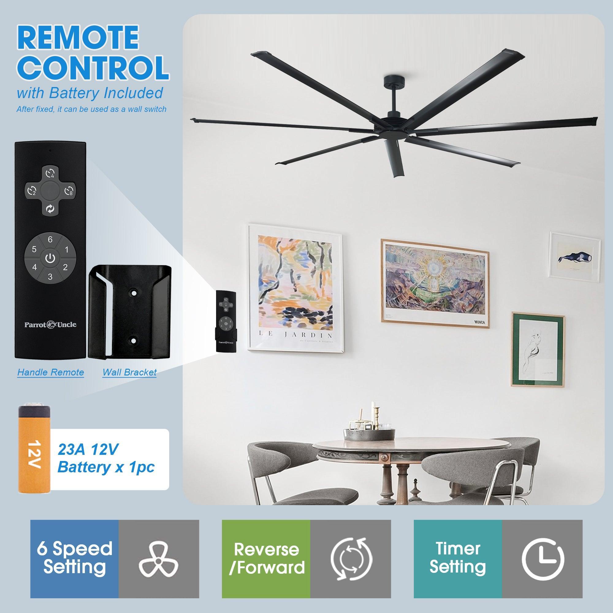 84 Inch & 100 Inch Large Ceiling Fan with Remote Control - Energy Efficient Quiet DC Motor for Living Room, Bedroom, Patio Outdoor Use