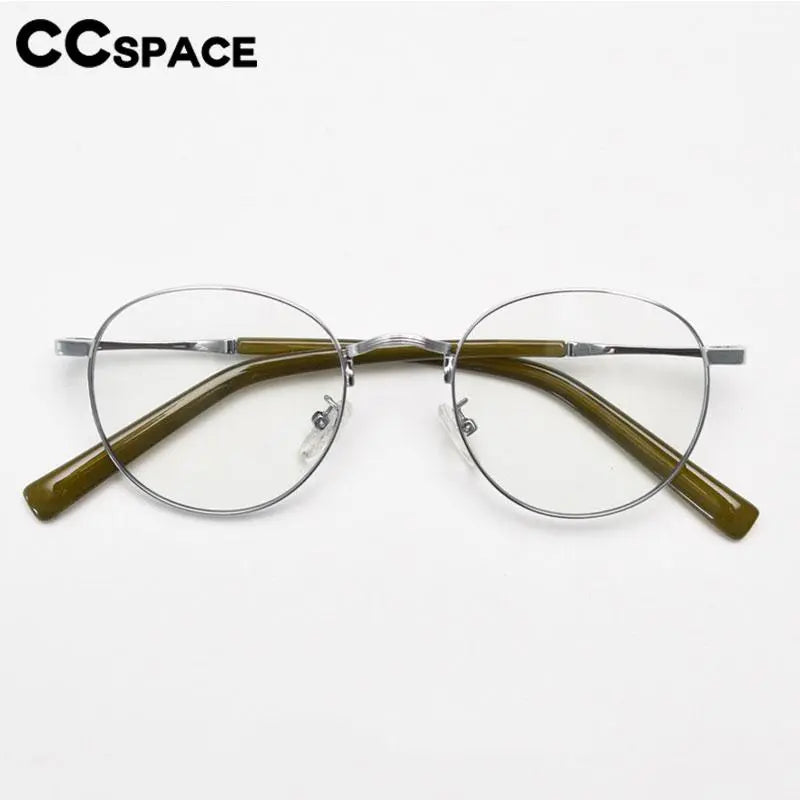 CCspace Unisex Full Rim Round Alloy Eyeglasses 56836 - Lightweight Metal Frame Glasses for Men & Women - Perfect for Reading, Driving & Daily Wear