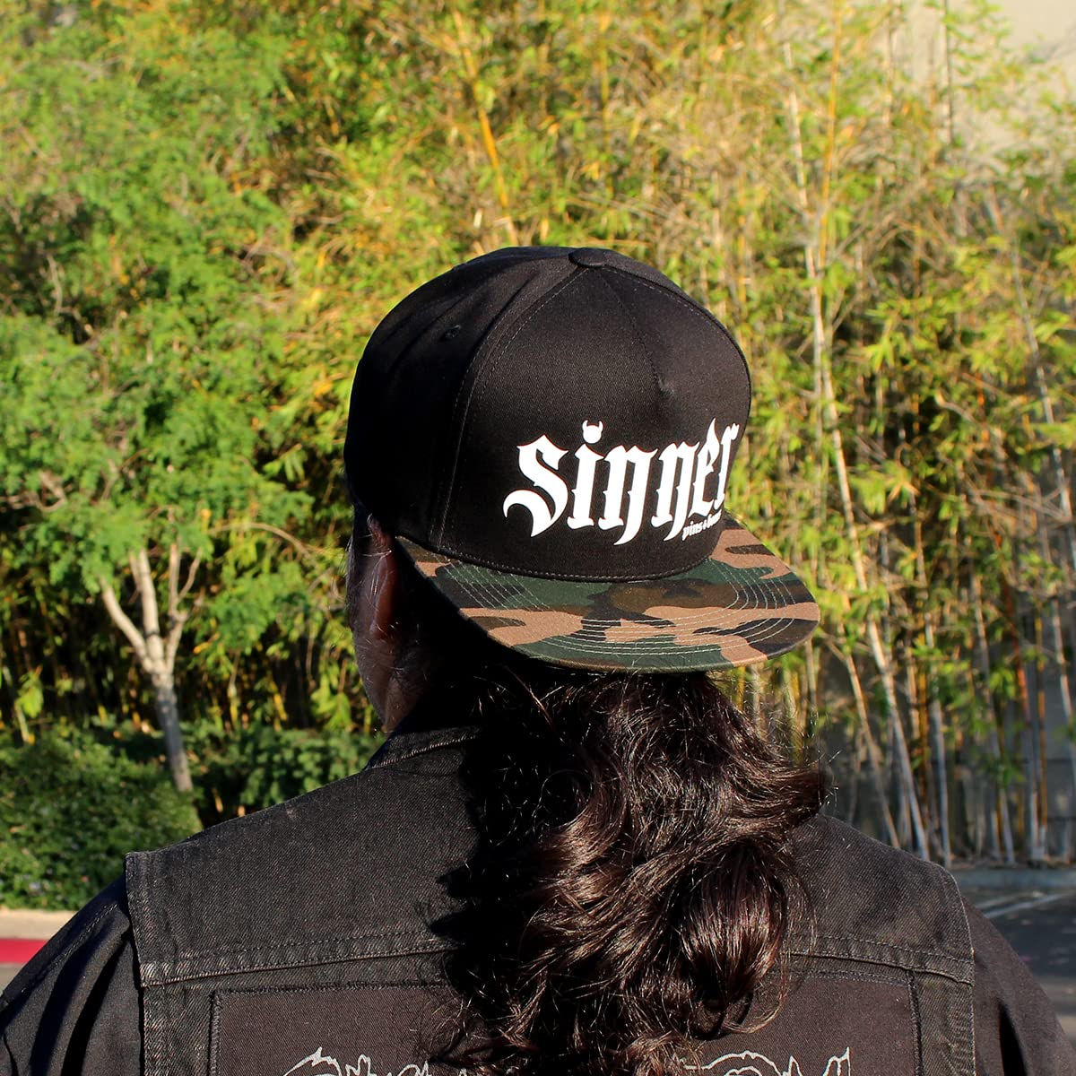 Gothic Snapback Hat - Pins & Bones Sinner Alternative Fashion Black Cap for Men & Women | Perfect for Punk Concerts, Halloween Costumes & Streetwear Outfits