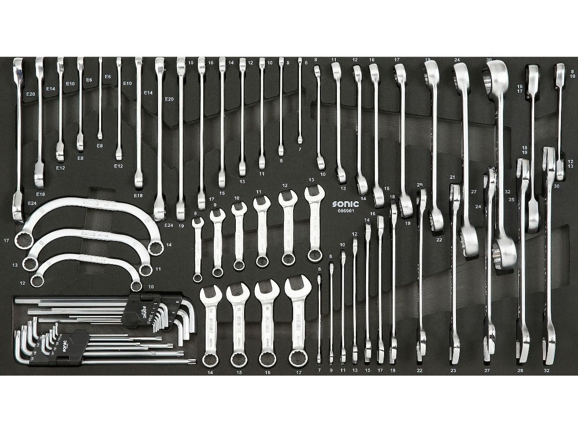 69-Piece Sonic Foam System Wrench Set with 34 Large Sockets - Professional Automotive & DIY Tool Kit for Home Repair and Mechanical Work