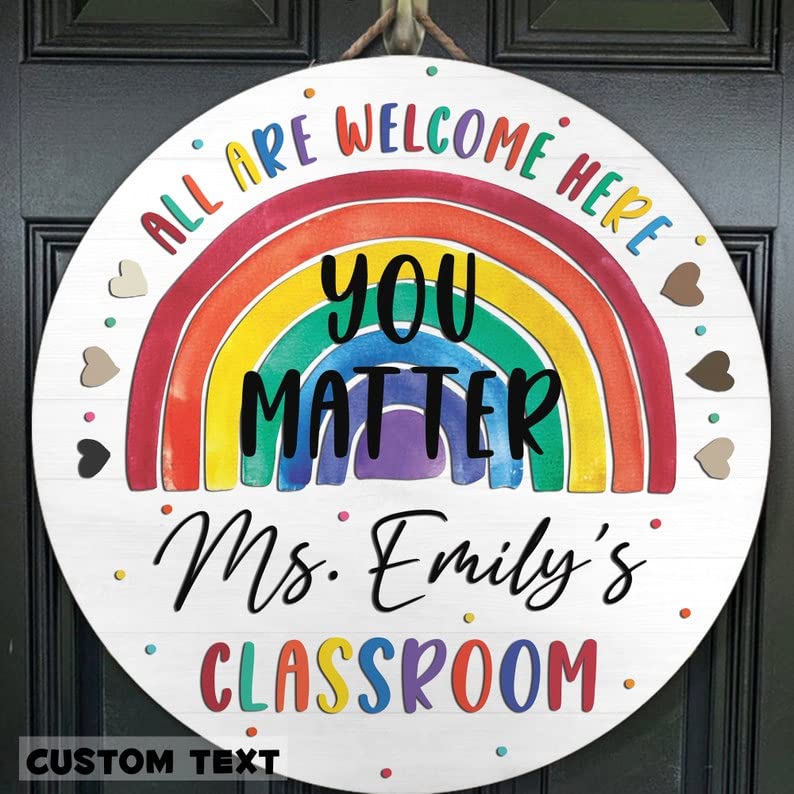 Custom Rainbow Teacher Door Sign - Personalized Classroom Name Plate for Back to School & Teacher Gifts