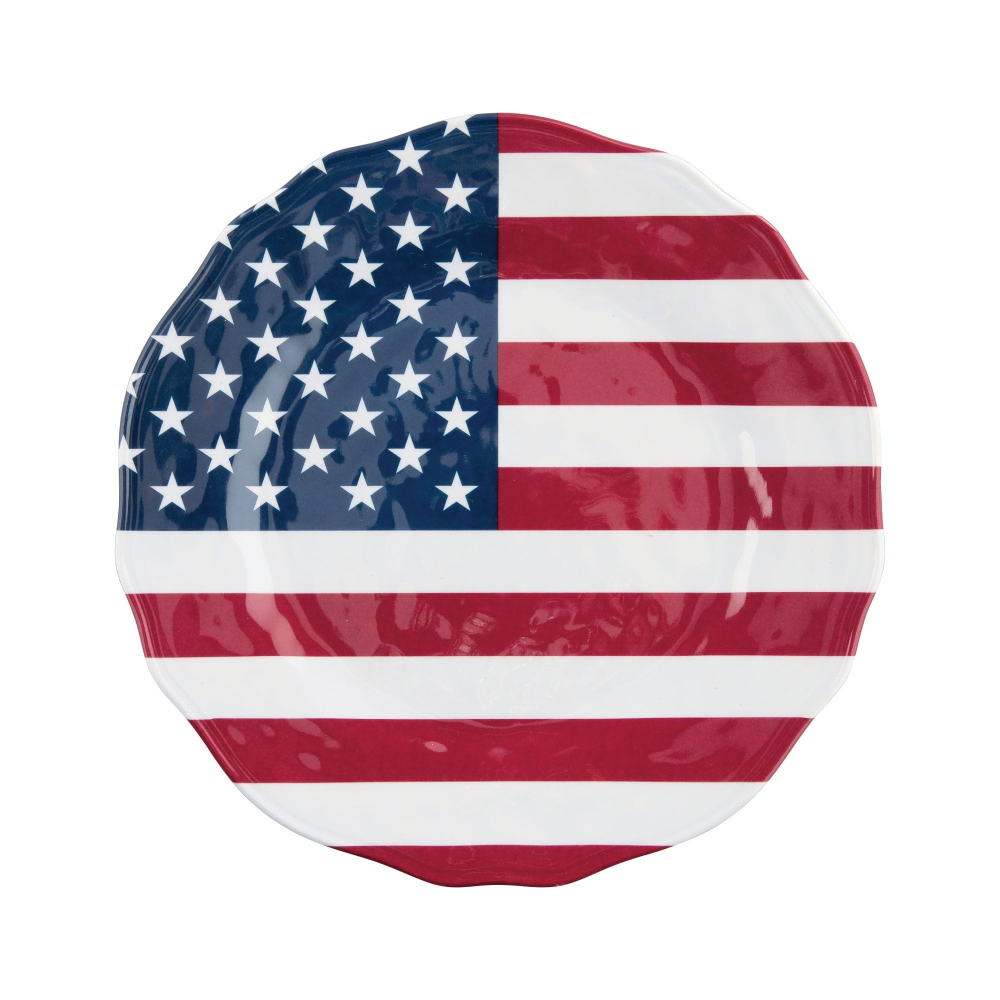 UPware 6-Piece Melamine Salad Plate Set - BPA-Free, Dishwasher Safe 8.75 Inch Round Plates for Risotto, Pasta & Salad - American Flag Design | Perfect for Picnics, BBQs, and Patriotic Party Decorations
