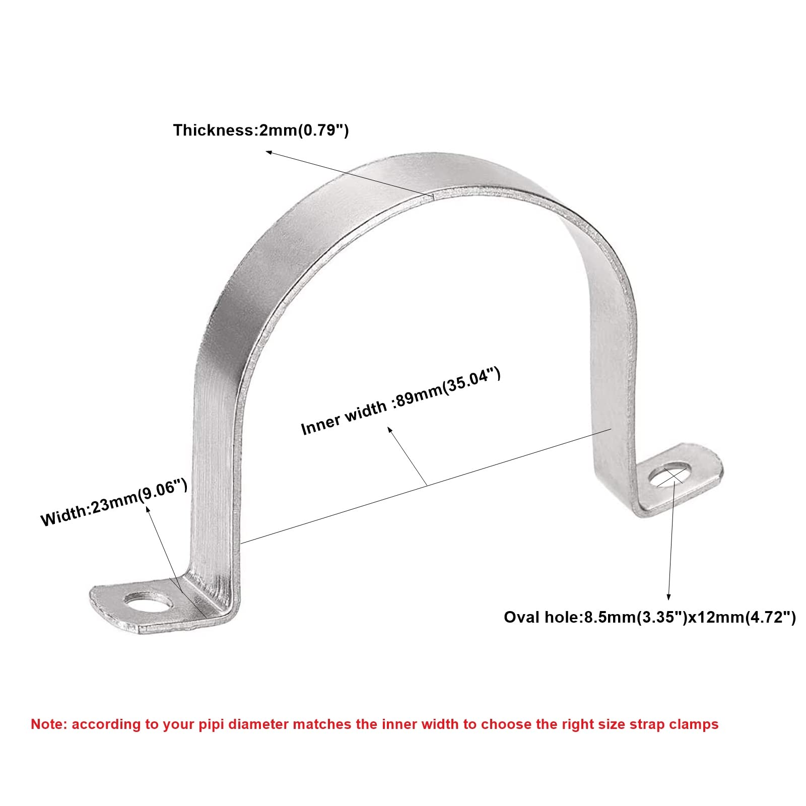 **AKIHISA 3.5 Inch Heavy Duty 2 Hole Strap Clamp, 5-Pack Stainless Steel 304 U-Bracket Pipe Clamps for Secure Wire & Cable Fastening (ID 89mm) - Ideal for Plumbing, Electrical, and HVAC Installations**