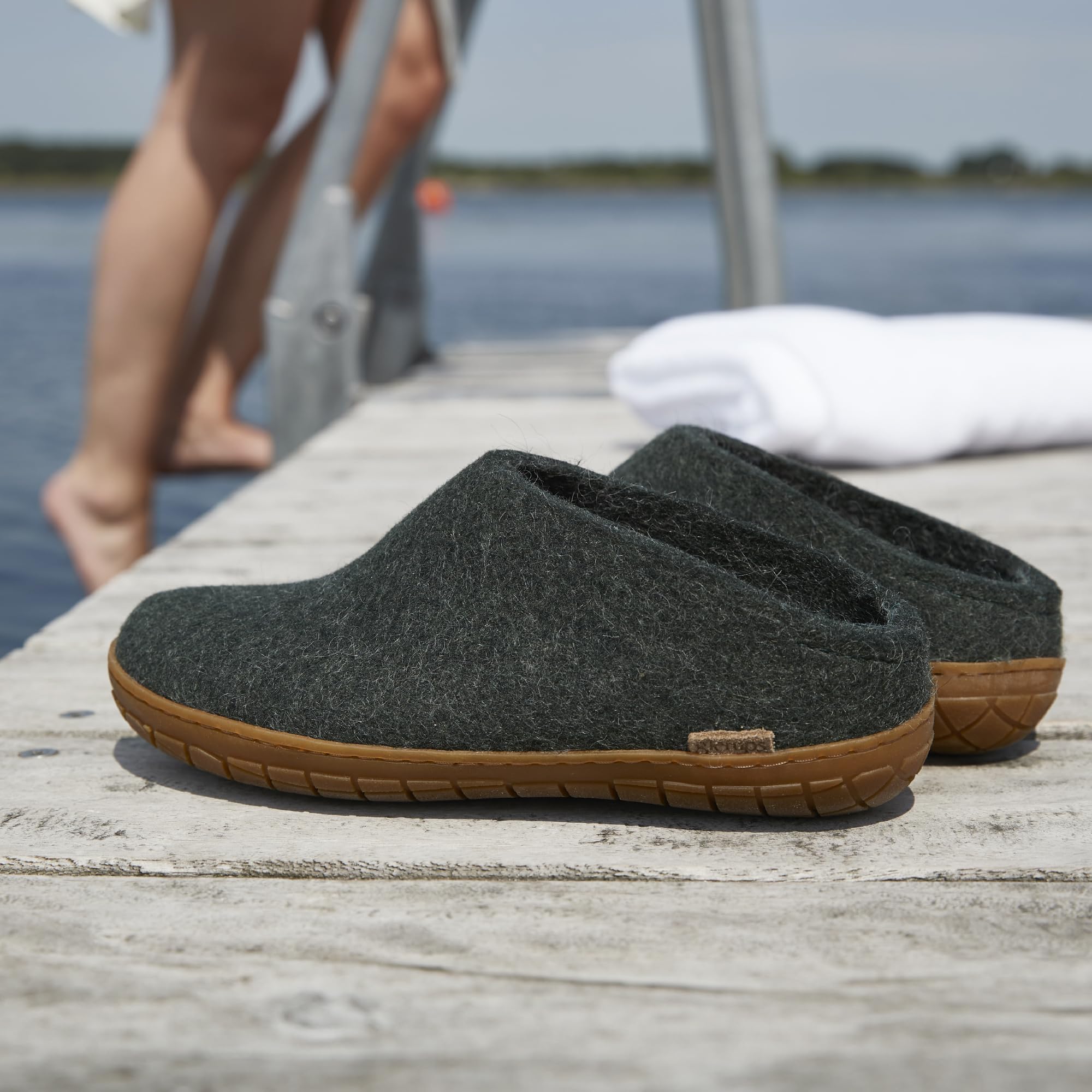 GLERUPS Unisex Wool Slippers with Rubber Sole - Comfortable Slip-On Indoor/Outdoor House Shoes for Women & Men - Perfect for Home, Office, and Casual Wear