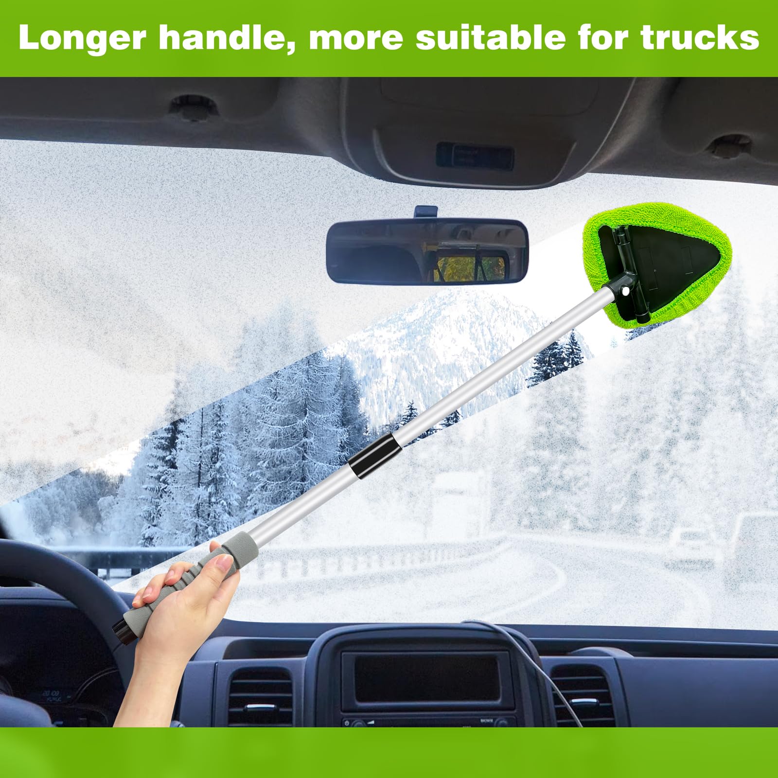 XINDELL 29-inch Extendable Windshield Cleaner Tool with 4 Microfiber Pads - Car Interior Cleaning Brush Kit for Auto Glass Detailing, Trucks, SUVs, RVs & Home Windows - Perfect for Car Wash, Vehicle Maintenance and Household Cleaning