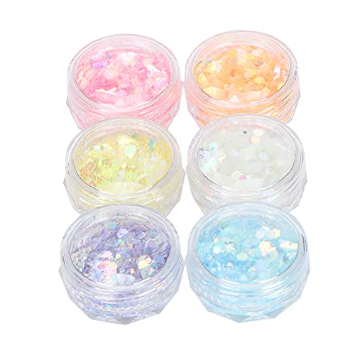 6 Colors Glow in The Dark Nail Art Sequins - Safe & Non-Toxic Manicure Decorations for DIY Nails, Phone Cases, Glasses & Home Decor | Perfect for Nail Salons, Parties & Gift Giving