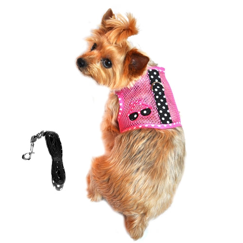 Cool Mesh Dog Harness - Under the Sea Collection with Pink & Black Polka Dot Sunglasses | Breathable Pet Vest for Summer Walks, Beach Outings & Outdoor Adventures