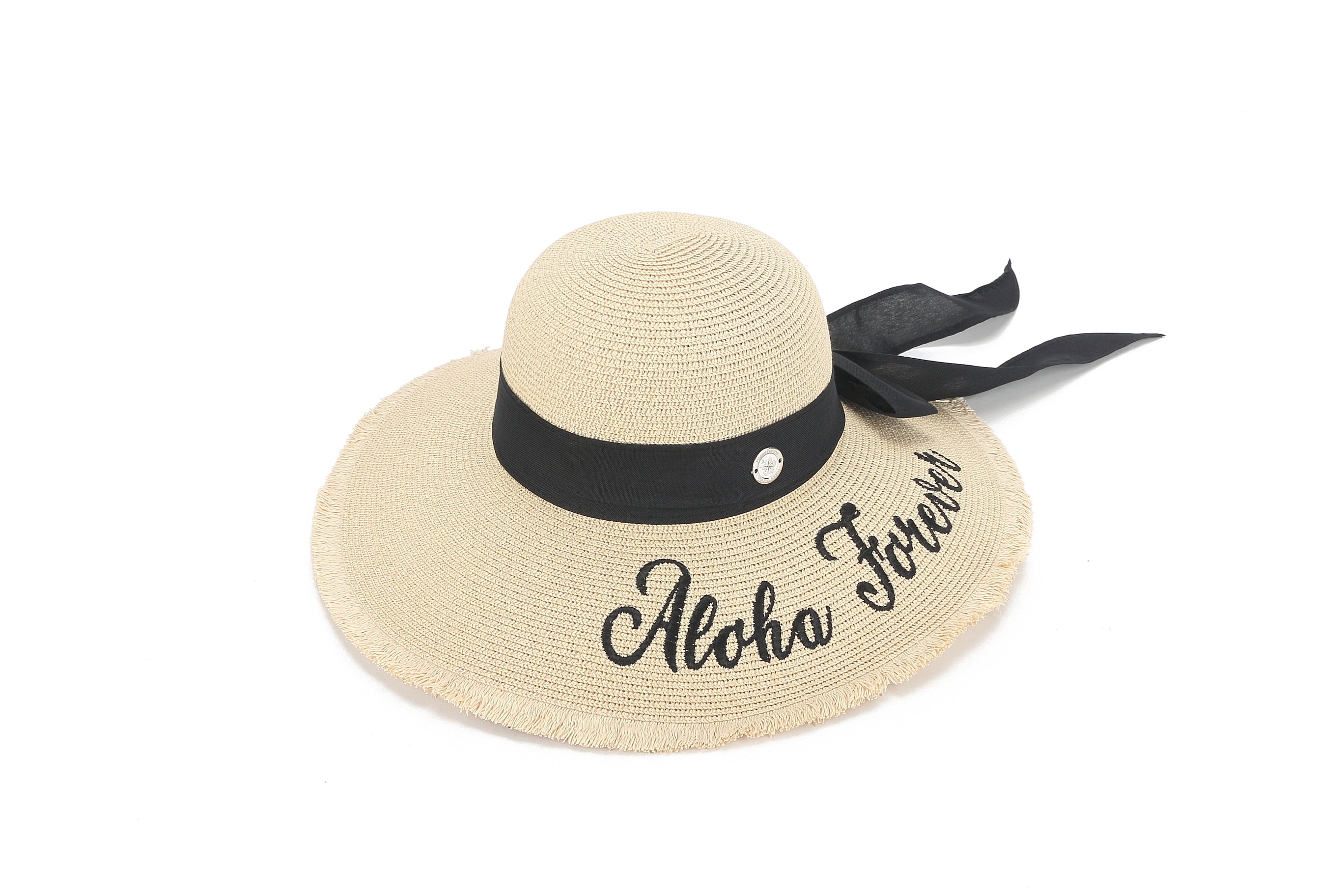 Gardenia Aloha Forever Beige Sun Hat - Women's Wide Brim Floppy Beach Hat for Summer Vacation, Pool Party & Tropical Getaways