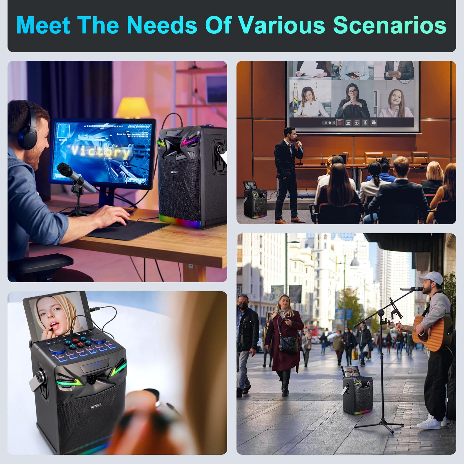 Professional DSP Bluetooth Karaoke Machine with 2 Wireless Mics - 6.5