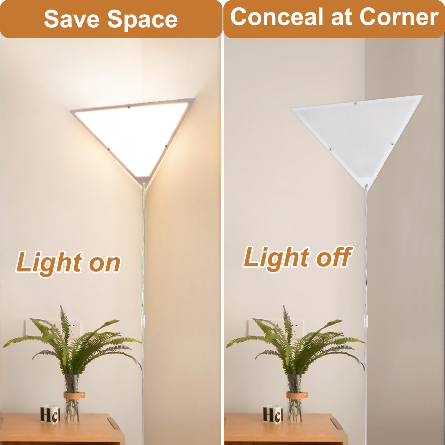 2 Pack Modern Plug-in Corner Lights with Switch - E26 Socket Wall Lamps for Living Room & Bedroom - Overhead Lighting Solution (Bulb Not Included) - Perfect for Reading Nooks, Hallways & Cozy Spaces