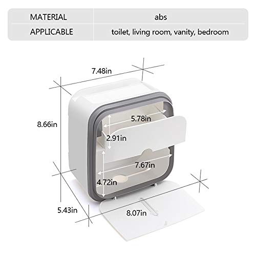 Wall-Mounted Adhesive Tissue Box Holder with Drawer - 2 Layer Multifunctional Bathroom Organizer for Toilet Paper Storage (Gray) - Perfect for Small Bathrooms, RVs & Space-Saving Home Organization