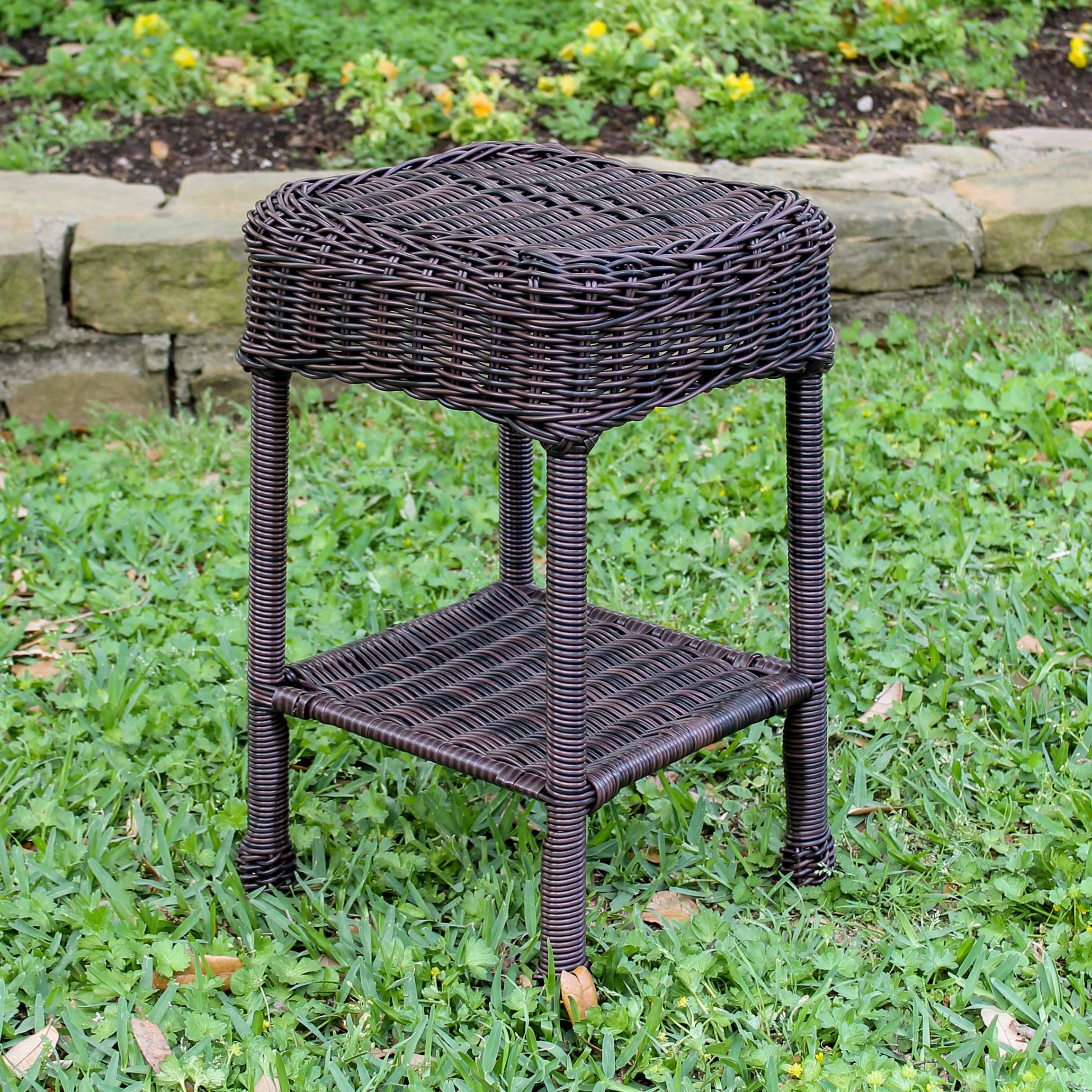 Small PVC Resin Side Table - Lightweight & Durable End Table for Living Room, Bedroom, Patio - International Caravan Furniture - Perfect for Coffee, Books, Plants & Decor