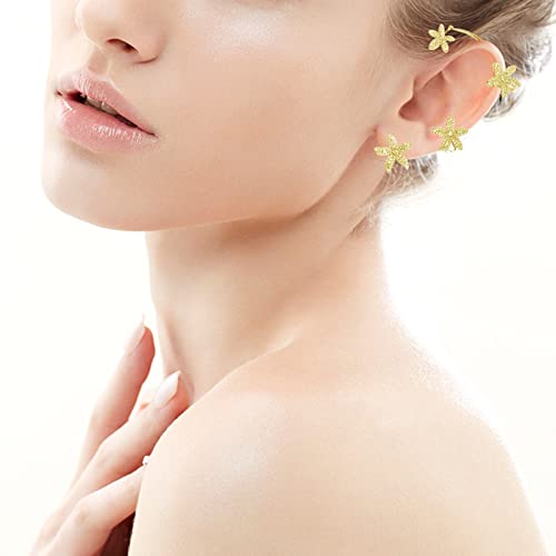 Zircon Flower Stud Earrings for Women - Elegant Hook Wrap Non-Crawler Jewelry - Perfect for Parties, Weddings & Everyday Wear (Size C, One Size)