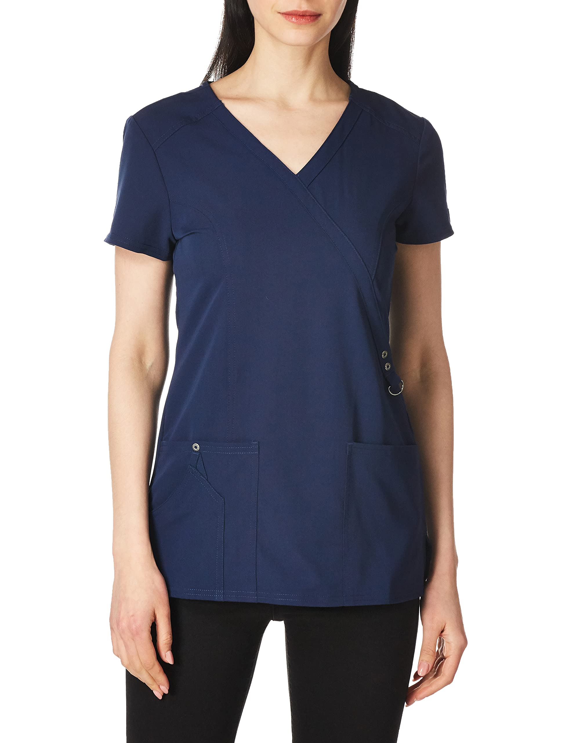 Dickies Women's Mock Wrap Top - Comfortable Stretch Work Shirt for Business Casual & Office Wear | Perfect for Nurses, Waitresses & Professionals