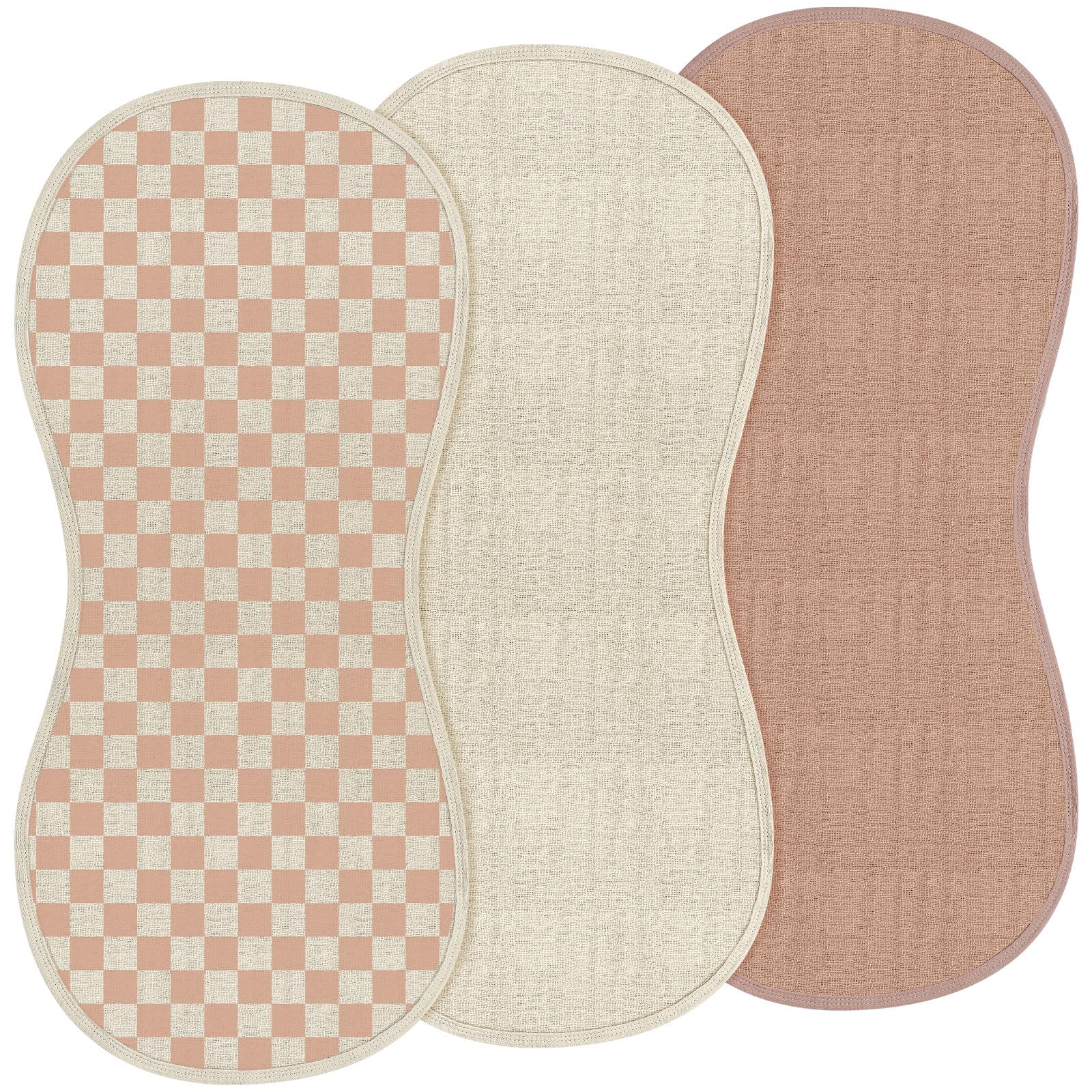 3 Pack Organic Cotton Peanut Changing Pad Liners - Waterproof, Washable & Reusable Diaper Mats for Baby - Fits Peanut Shape Changing Table - Soft & Warm for Baby's Back (Checker Style) | Perfect for Nursery, Daycare & Travel