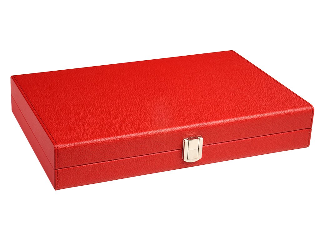13-Inch Premium Backgammon Set - Travel Size Backgammon Board Game with Red Wooden Board - Perfect for Camping, Beach Trips & Family Game Nights