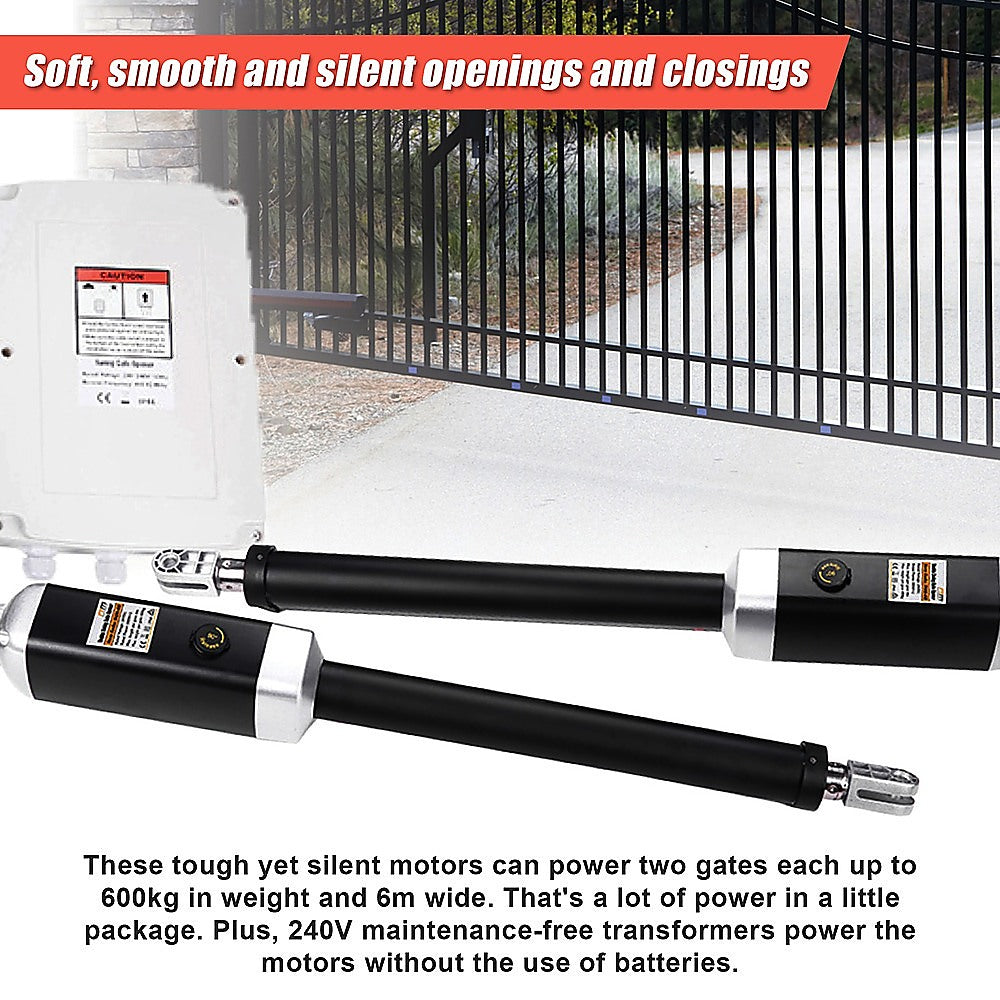 1200KG Heavy Duty Double Swing Automatic Gate Opener with Remote Control - Ideal for Driveway, Farm, and Commercial Property Security