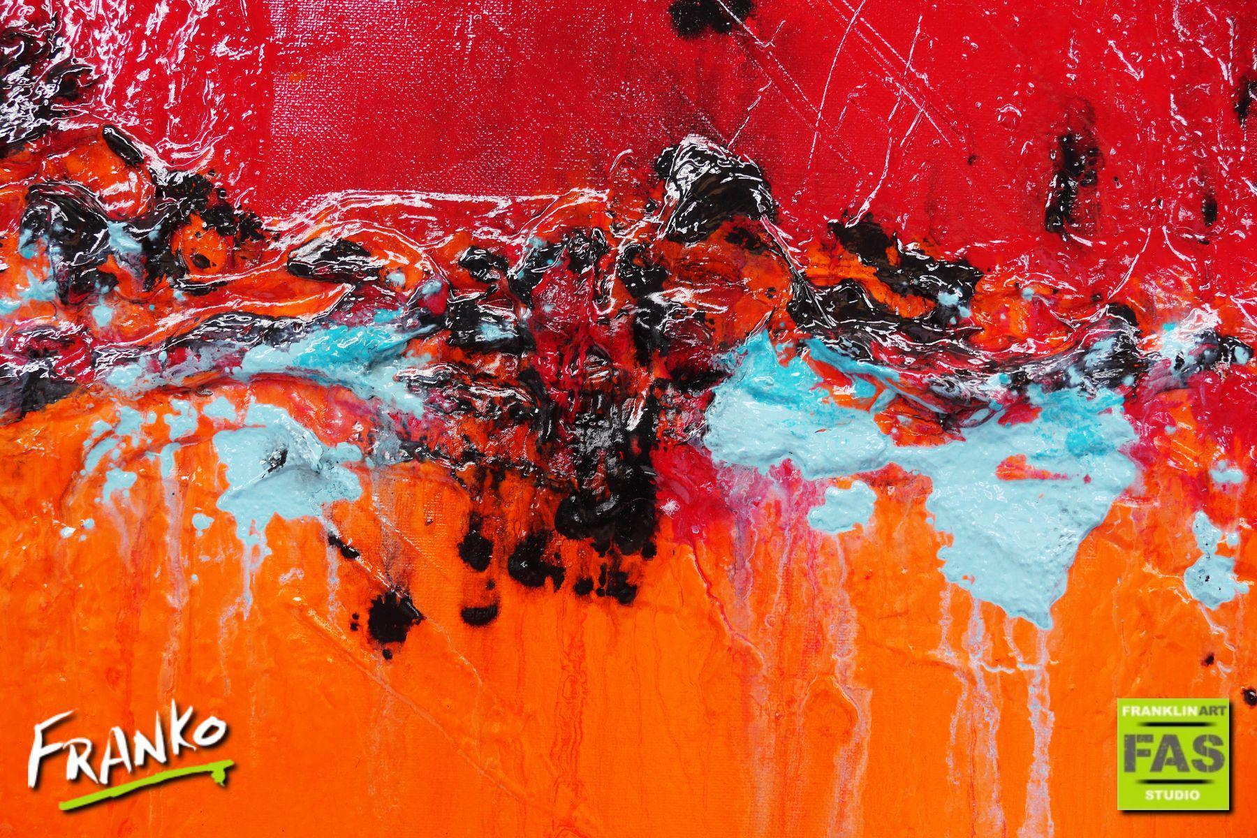 Vibrant Red Orange Abstract Painting - 190cm x 100cm Modern Canvas Wall Art for Living Room, Bedroom & Office Decor