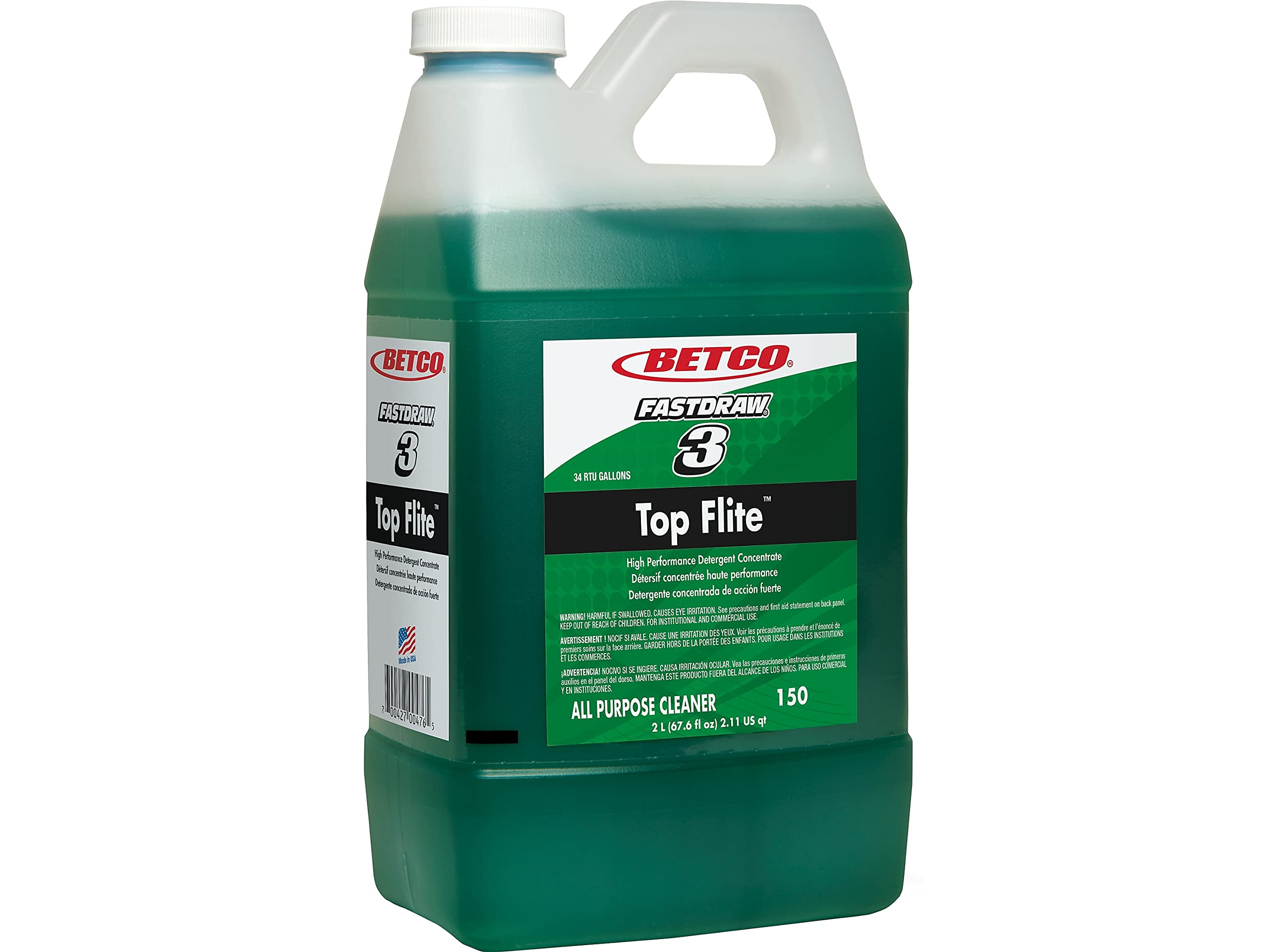 Betco 1504700 Top Flite All-Purpose Cleaner - Mint Scented 67.6oz (4 Bottles/Carton) for Home, Office & Commercial Use - Ideal for Floors, Countertops & Surfaces