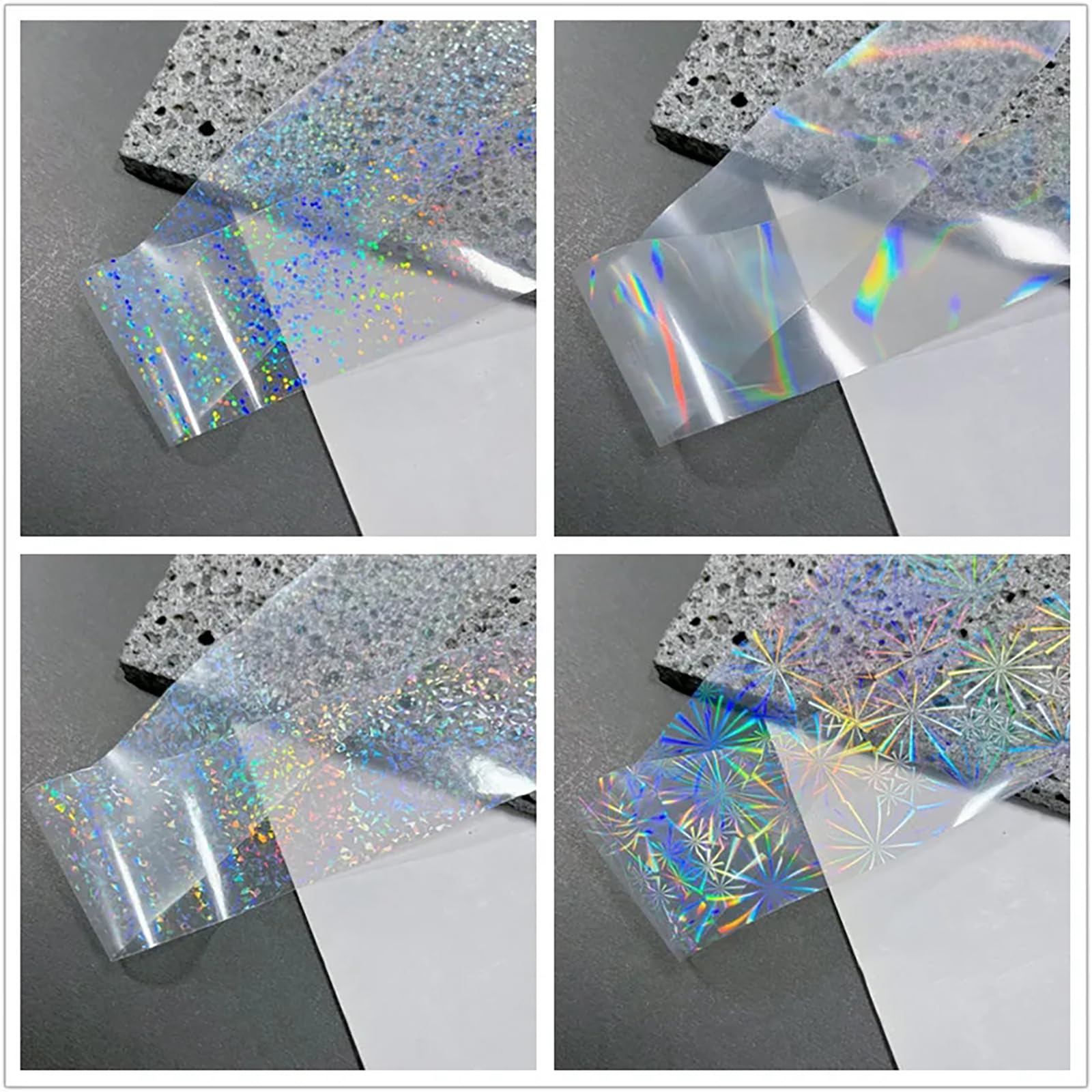 JCAKES 20 Rolls Holographic Nail Foil Sheets - Iridescent Nail Art Transfer Foil for Manicure, Nail Stickers & Decals - Perfect for DIY Nail Designs, Salon Use & Party Nail Art Decorations