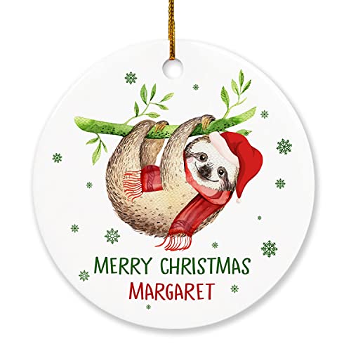Sloth Merry Christmas Ornament