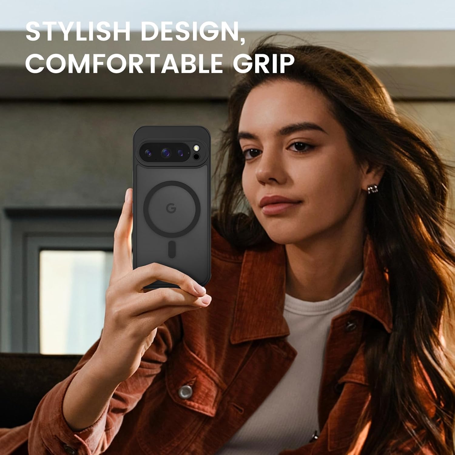 Google Pixel 9 / Pixel 9 Pro Case with Privacy Screen Protector - 6.3 Inch Clear Protective Phone Cover for Everyday Use, Travel & Work