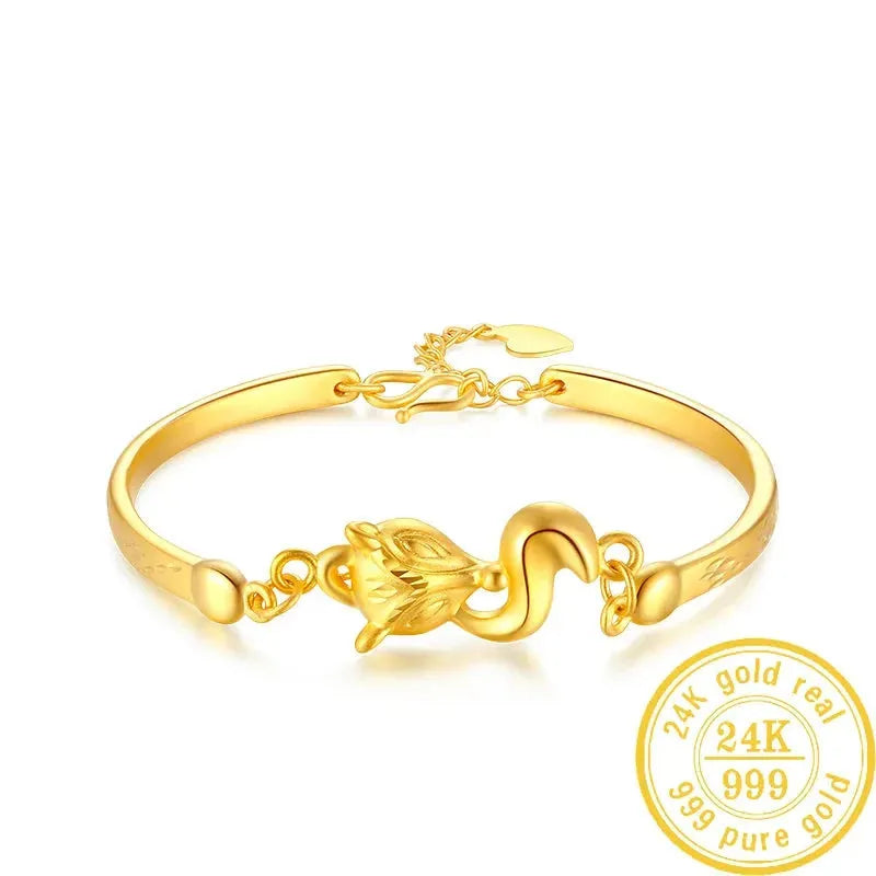 24K Pure Gold Bracelet 999 Solid Gold Bangle - Elegant Butterfly Design Classic Jewelry for Women | Perfect for Weddings, Anniversaries & Special Occasions | Trendy 2023 Collection