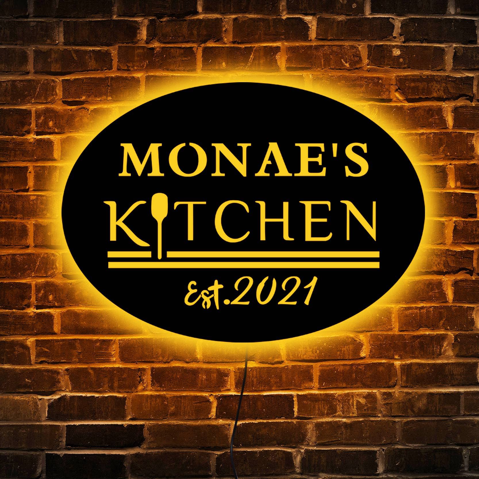 Custom LED Kitchen Neon Sign - Personalized Name Sign with Light Up Feature | Perfect for Home Decor, Housewarming Gifts & Restaurant Wall Art