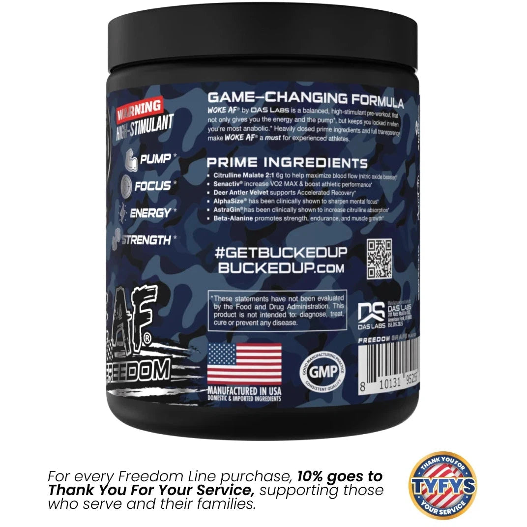 Bucked Up WOKE AF Pre-Workout Supplement - Energy & Focus Booster for Gym, Fitness & Bodybuilding | Ideal for Pre-Workout, Weight Training & Athletic Performance