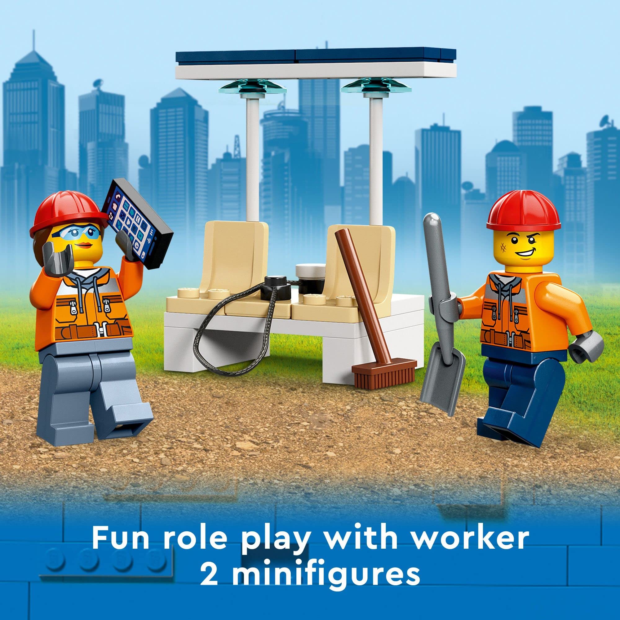 LEGO City Construction Digger 60385 Building Toy Set - Excavator Model with Tools & Minifigures, Creative STEM Vehicle Kit for Kids Ages 5+, Perfect for Birthday Gifts, Construction Role Play & Indoor Building Activities
