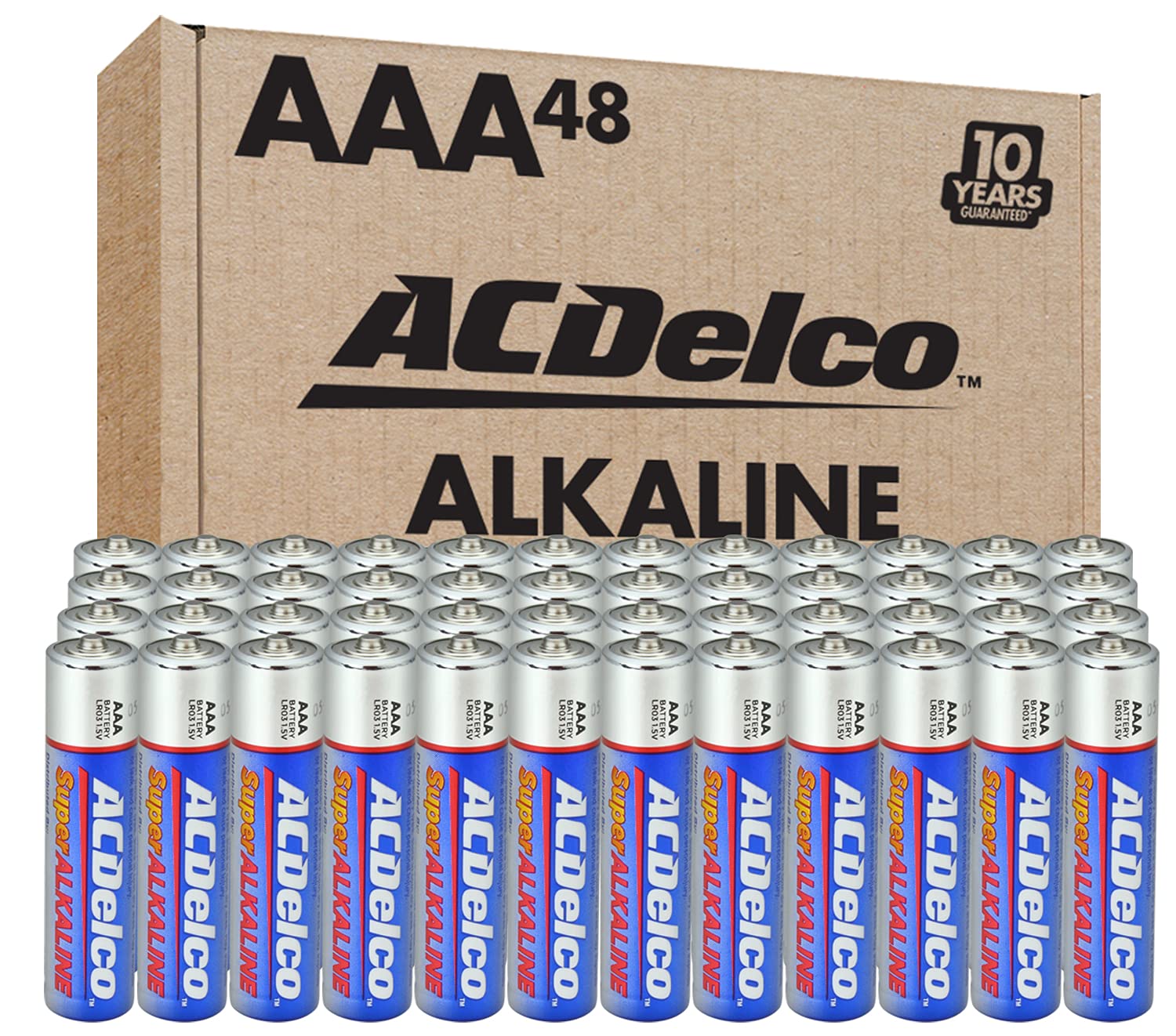 ACDelco 48-Count AAA and AA Super Alkaline Batteries - Maximum Power & 10-Year Shelf Life | Ideal for Toys, Flashlights, Remote Controls & Emergency Kits