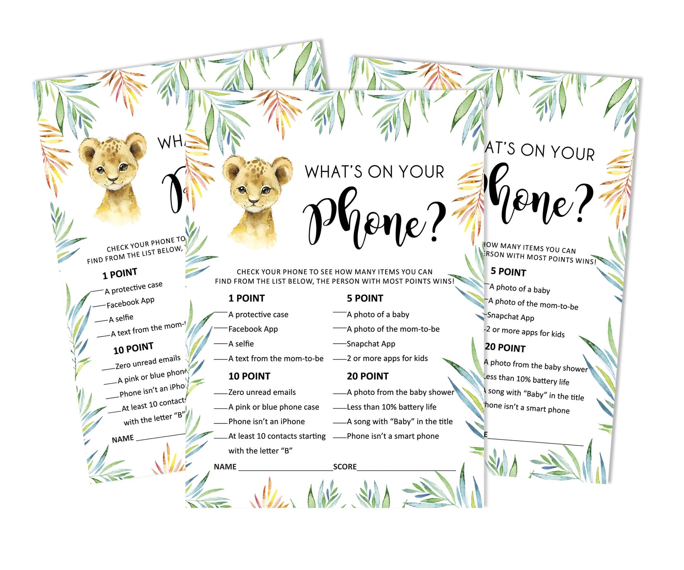 50-Pack Baby Shower Game Cards - 