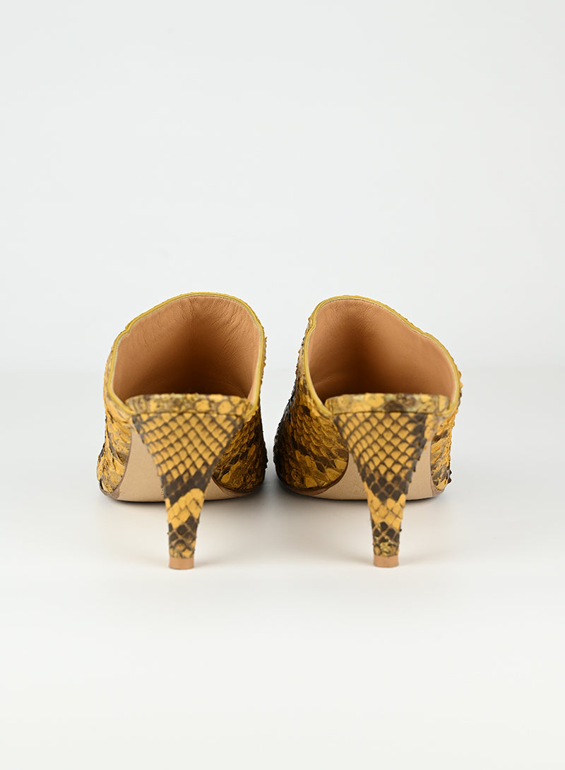 Bottega Veneta Python Leather Mules Women's Size 38.5 - Luxury Designer Slip-On Shoes for Casual Outings & Office Wear