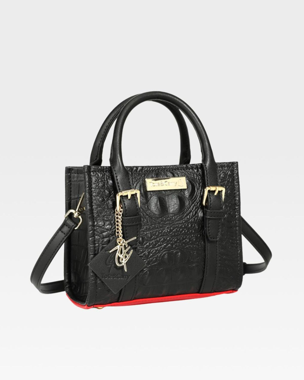 Apollo 2 Mini Tote Bag - Stylish Black Handbag with Red Bottom | Perfect for Work, Travel & Everyday Use | Women's Fashion Accessory