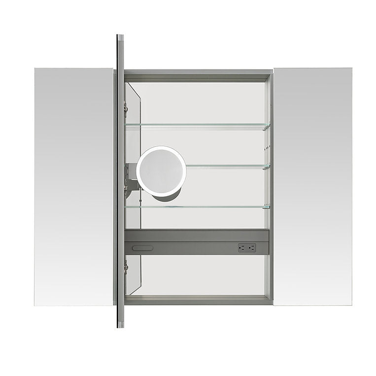 Aquadom Royale 40x30 Inch Triple Door Bathroom Medicine Cabinet with Mirror - Perfect for Bathroom Storage, Bedroom Organization & Home Decor