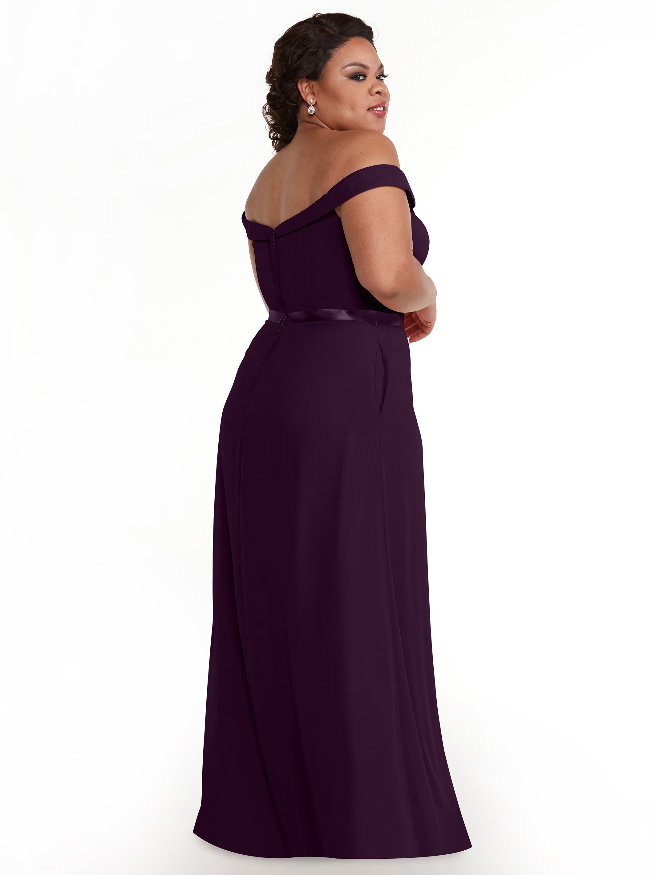 Elegant Off-the-Shoulder Chiffon A-Line Bridesmaid Dress with Sash - Perfect for Weddings, Formal Events & Special Occasions