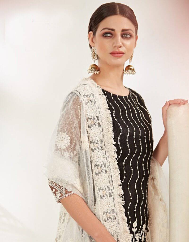 Black Heavy Butterfly Net Pakistani Suit - Elegant Traditional Outfit for Women - Perfect for Weddings, Parties & Special Occasions