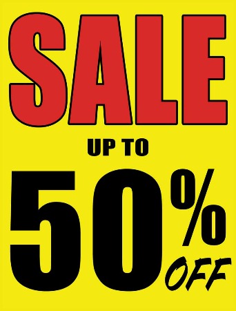 Vinyl Window Sign - 50% Off Sale (Yellow) | Eye-Catching Store Promotion & Business Advertising | Perfect for Retail Stores, Restaurants & Seasonal Sales