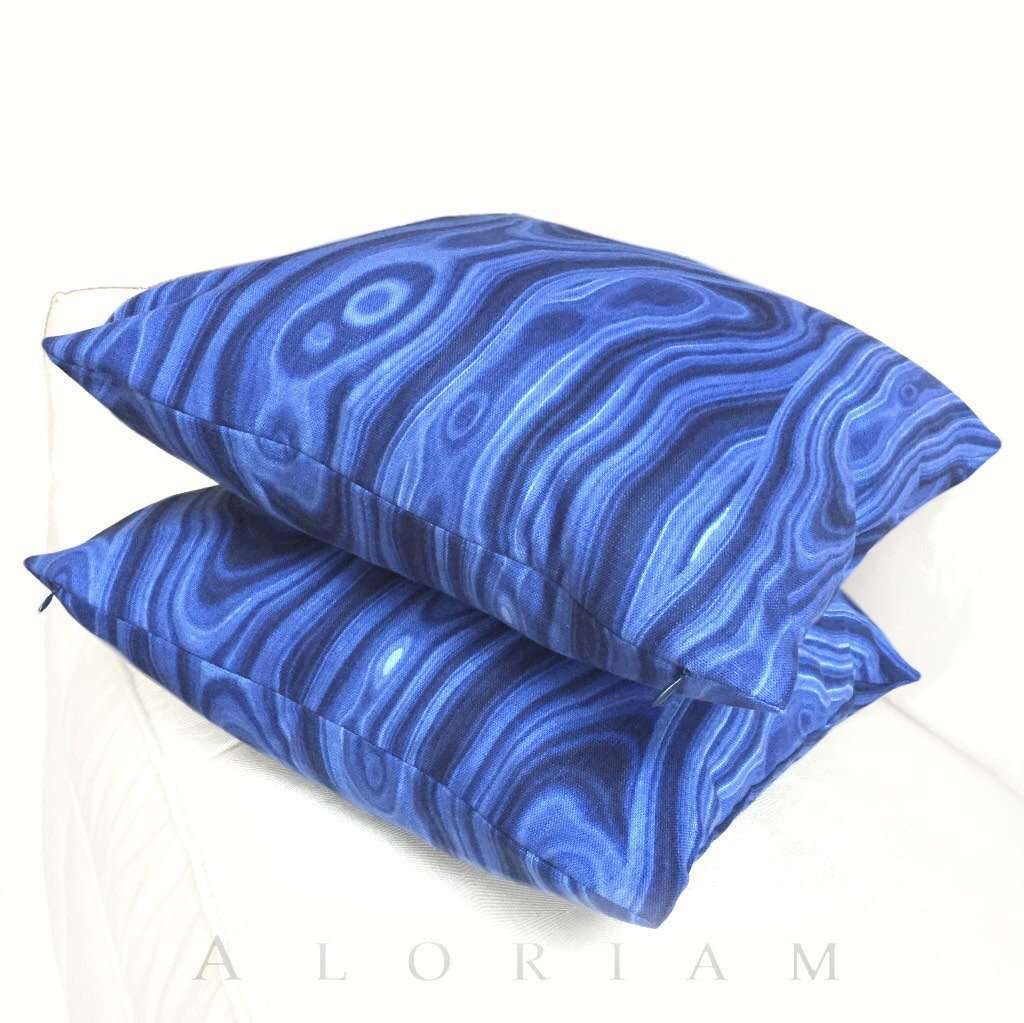 Robert Allen Ultramarine Blue Abstract Geology Pattern Decorative Throw Pillow Cover - Modern Home Decor for Living Room, Bedroom & Sofa