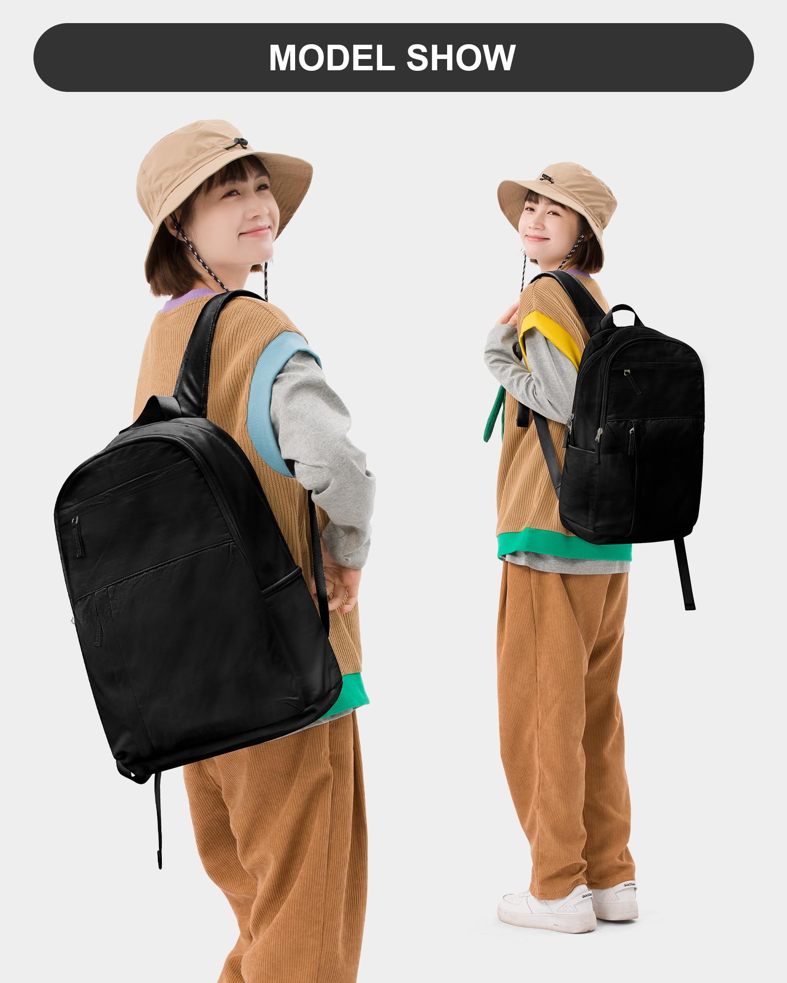 Stylish Black Backpack for College & High School - Lightweight Laptop Backpack for Men & Women - Perfect for Daily Commute