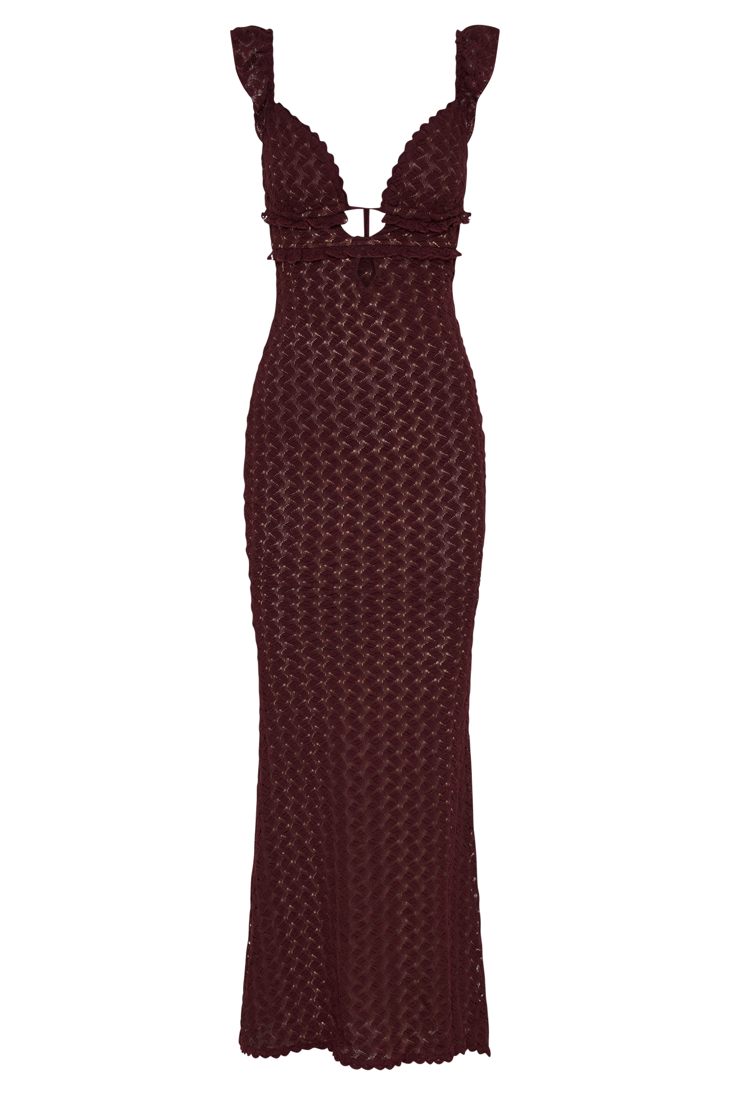 Ezra Lace Maxi Dress for Women - Elegant Plum Long Sleeve Formal Gown for Evening Parties, Weddings & Special Occasions