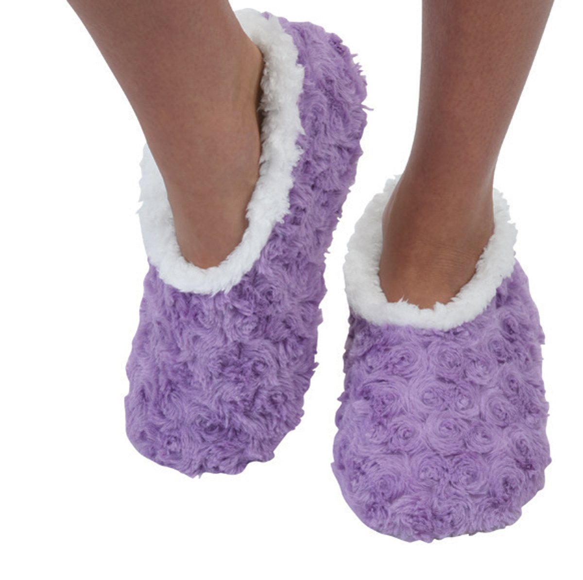 Snoozies Women's Cozy Fuzzy Slipper Socks - Soft Sole Indoor House Slippers with Roses in Bloom Design - Perfect for Relaxing at Home, Lounging, and Keeping Feet Warm in Winter