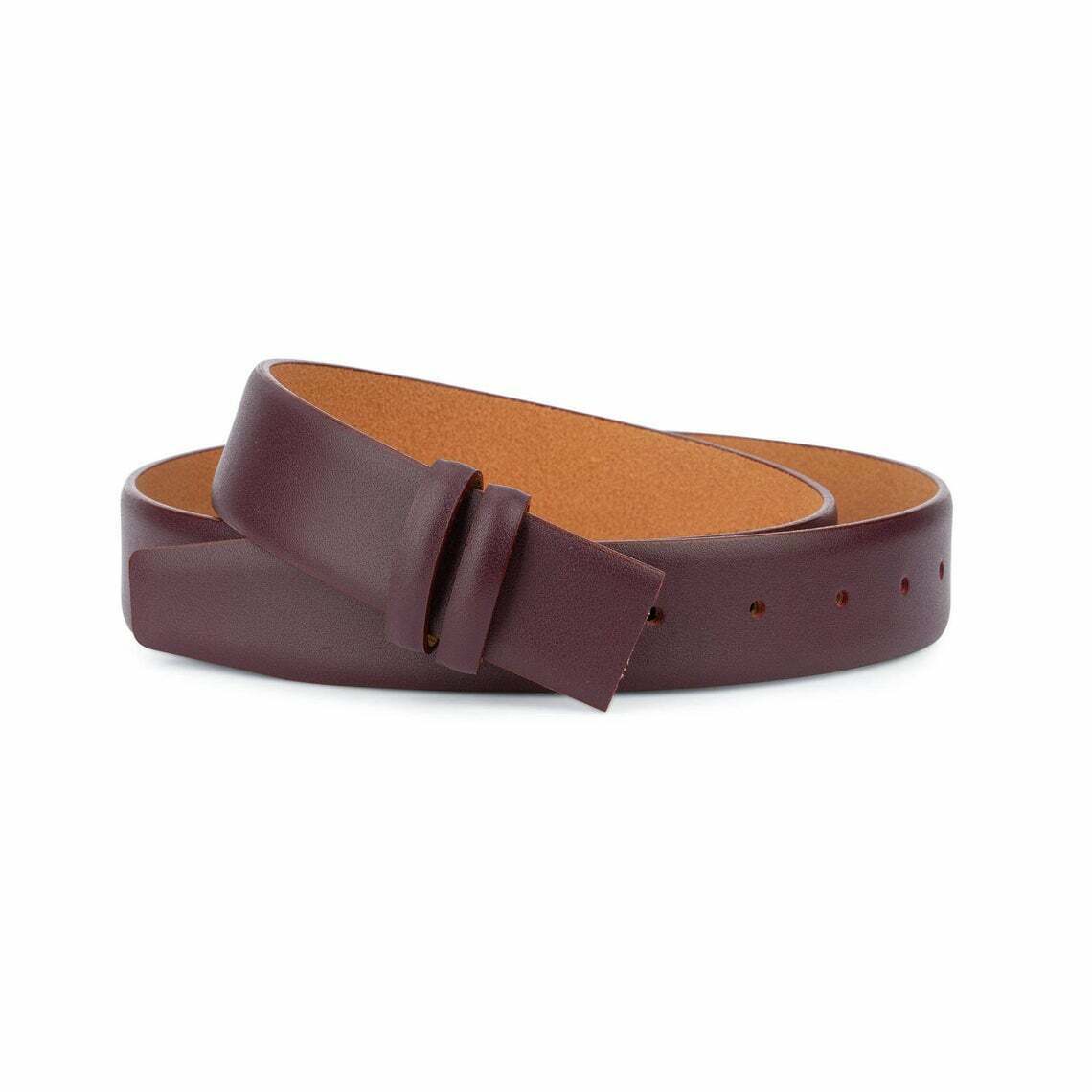 Montblanc Men's Burgundy Leather Belt Replacement Strap - 35mm Solid Genuine Leather - Perfect for Business, Office & Formal Occasions