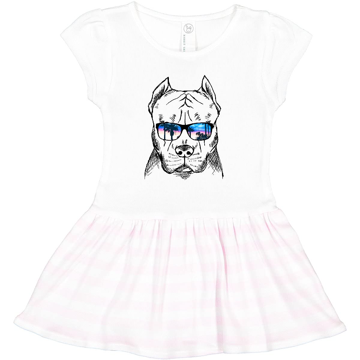 Inktastic Pitbull Sketch Portrait with Sunglasses Toddler Dress - Cute & Stylish Dog Lover Outfit for Girls, Playdates & Family Photos