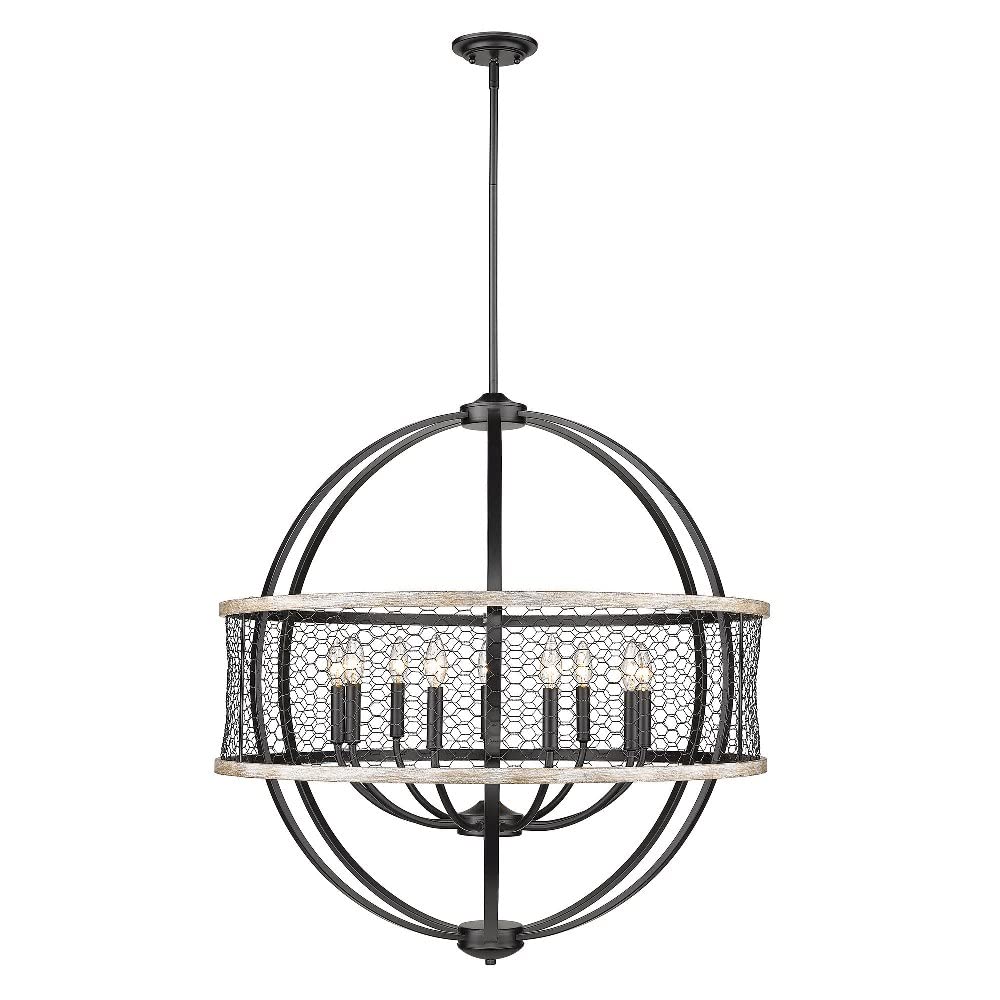 Roost 9-Light Farmhouse Chandelier in Matte Black with Chicken Wire Shade - Perfect for Dining Room, Kitchen Island & Rustic Home Decor