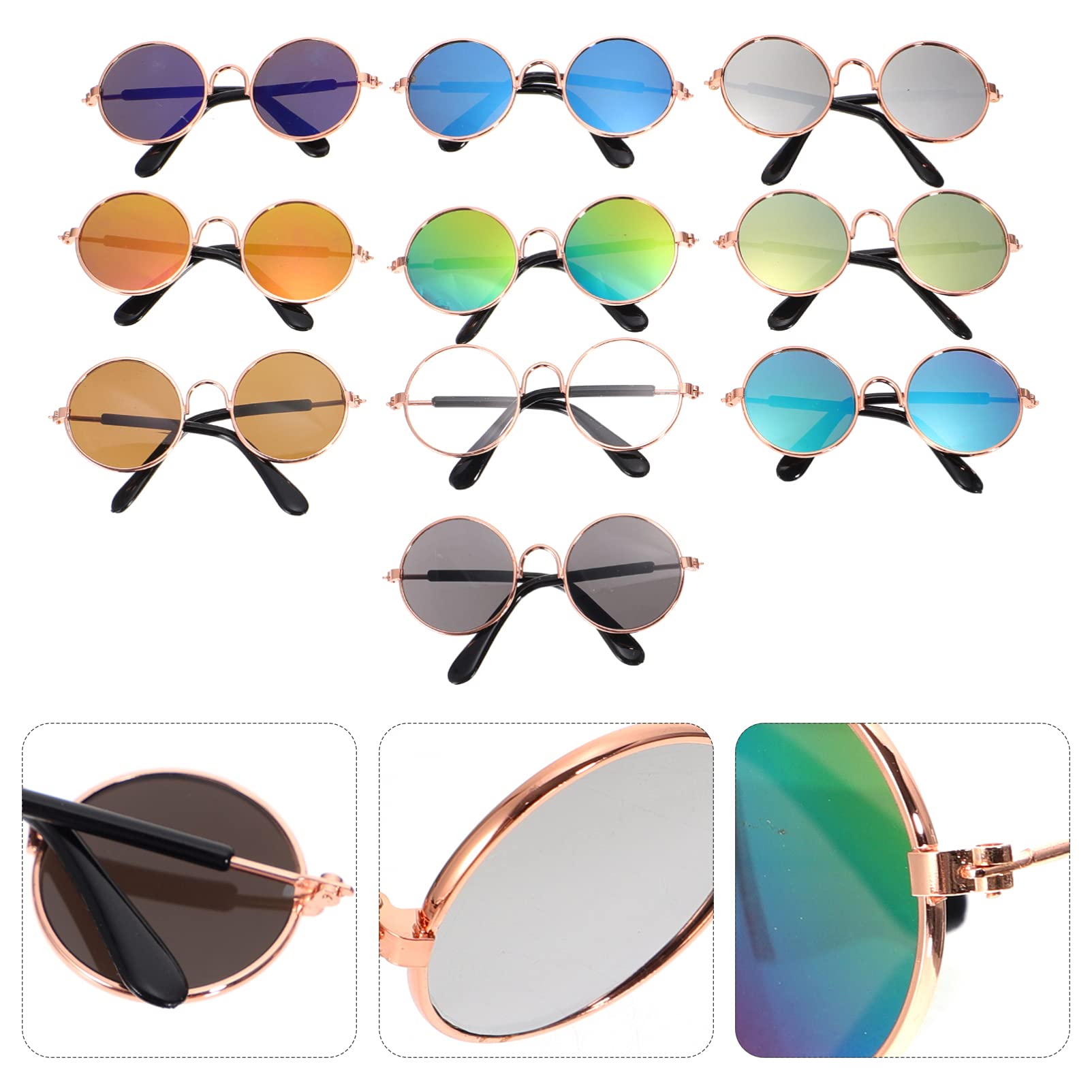 ULTECHNOVO 10pcs Funny Pet Sunglasses for Dogs & Cats - UV Protection Puppy Glasses, Kitten Eyewear for Sun Protection - Perfect for Outdoor Adventures, Beach Trips & Photo Shoots
