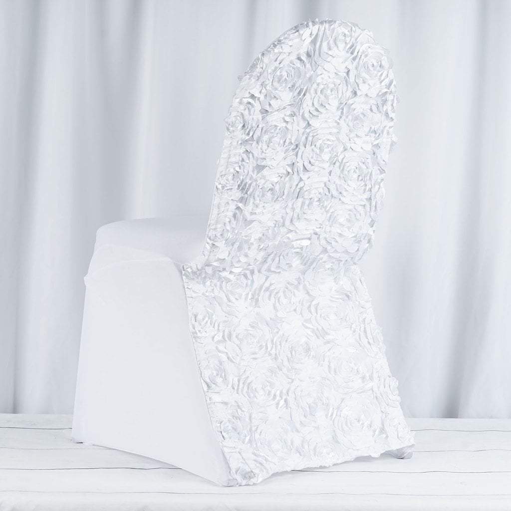 Elegant Satin Rosette Spandex Stretchable Banquet Chair Covers - Perfect for Weddings, Parties & Formal Events
